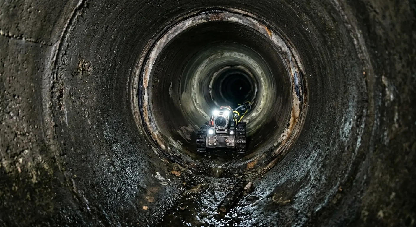 Robotic sewer camera inspecting pipe interior for Drain Snake Service in Santa Clarita